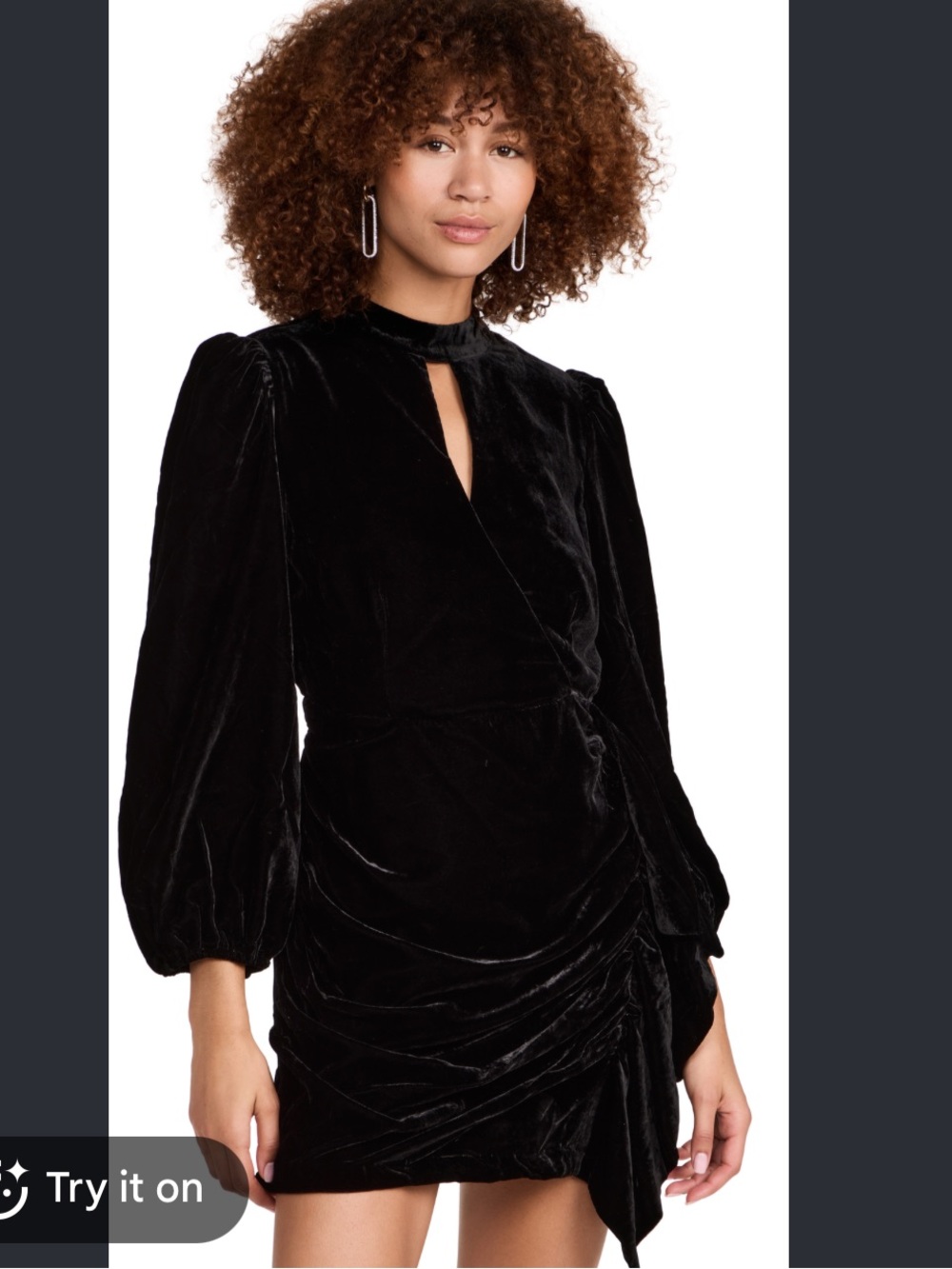RHODE Black Velvet Zadie Mock-neck Side-ruffle Mini Dress Size 4